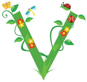 Lettera V decorata